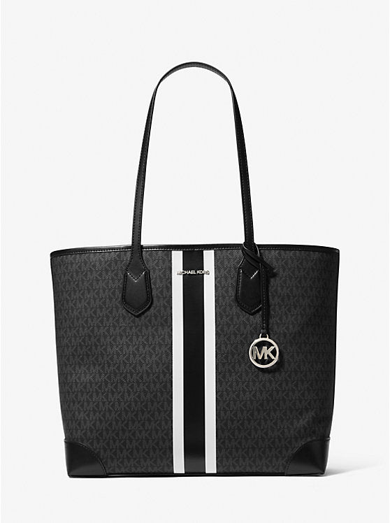 MK Eva Large Signature Logo Stripe Tote Bag