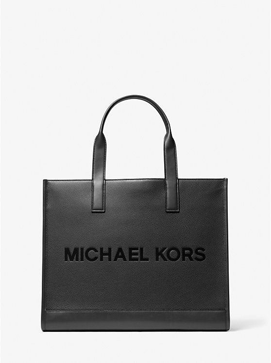 MICHAEL KORS Cooper Logo Embossed Pebbled Leather Tote Bag