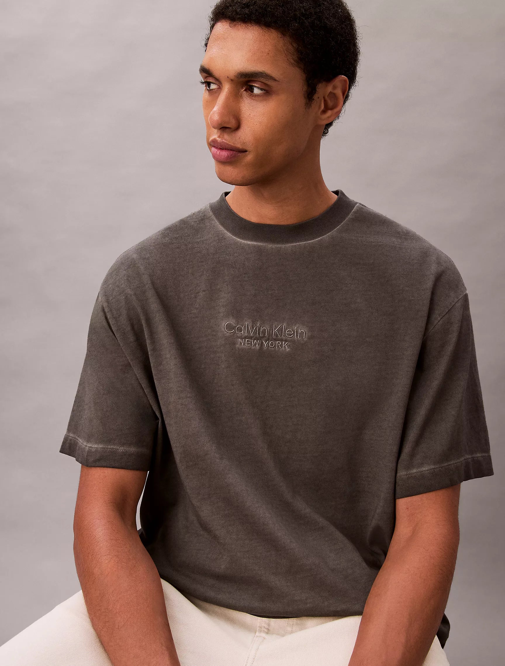 CK Faded Dye Logo Graphic Classic Crewneck T-Shirt