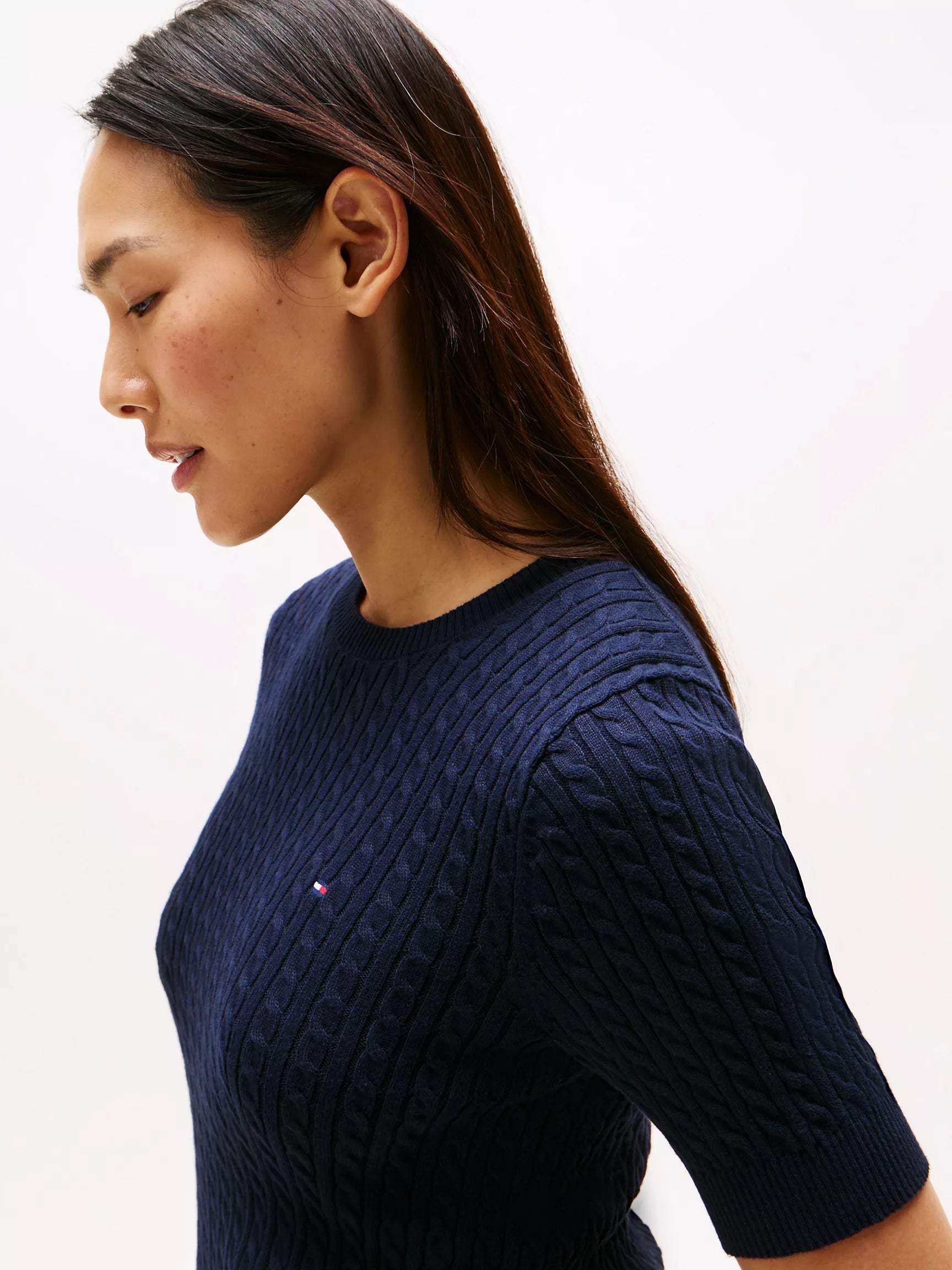 Tommy Short-Sleeve Cable Knit Sweater