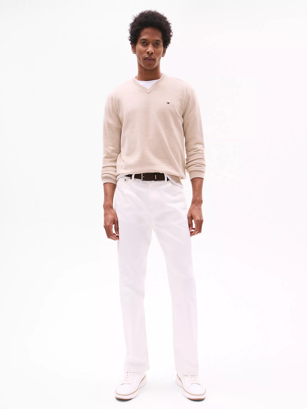 Tommy Solid Logo V-Neck Sweater