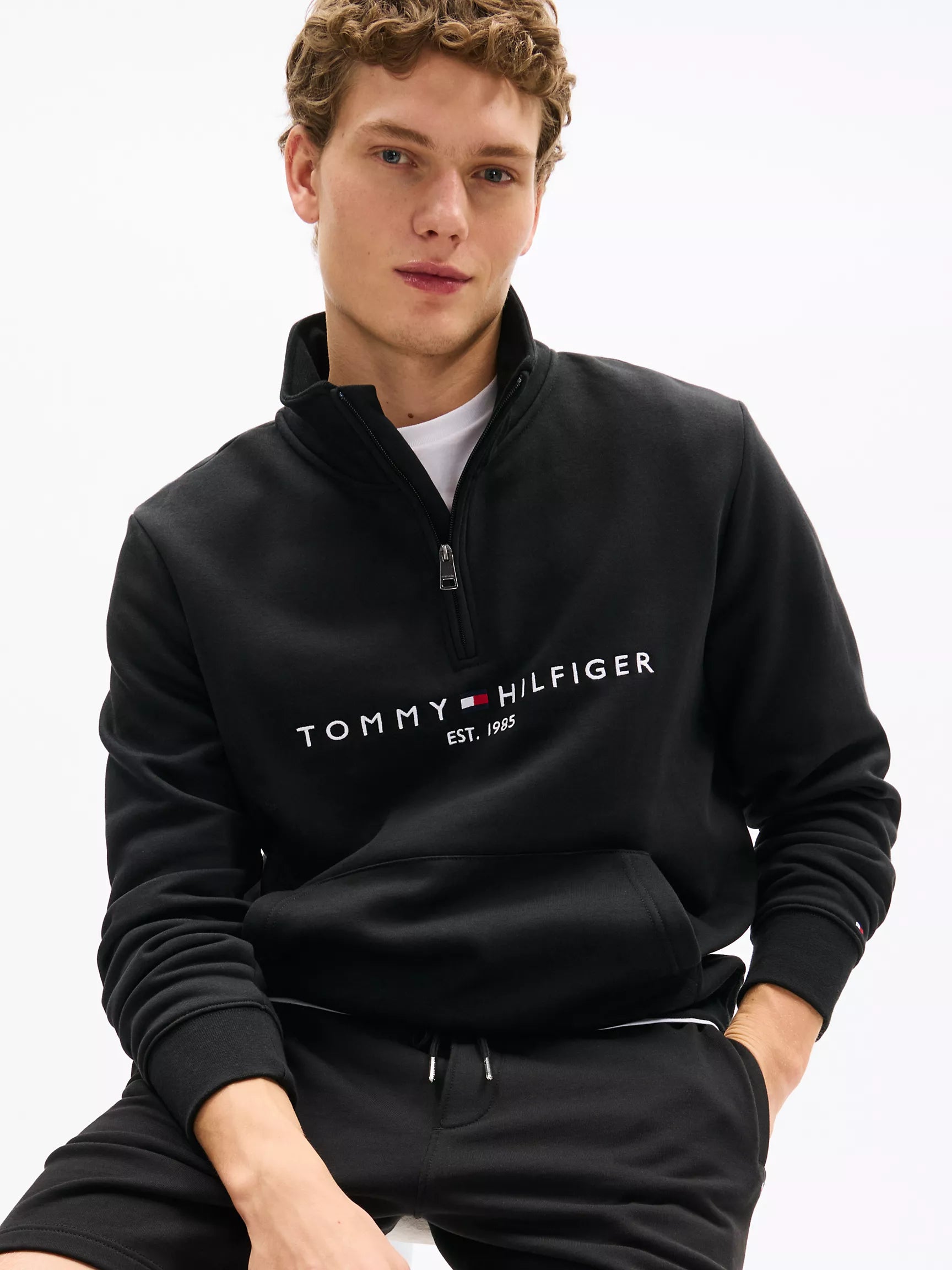 Tommy Embroidered Tommy Logo Quarter-Zip