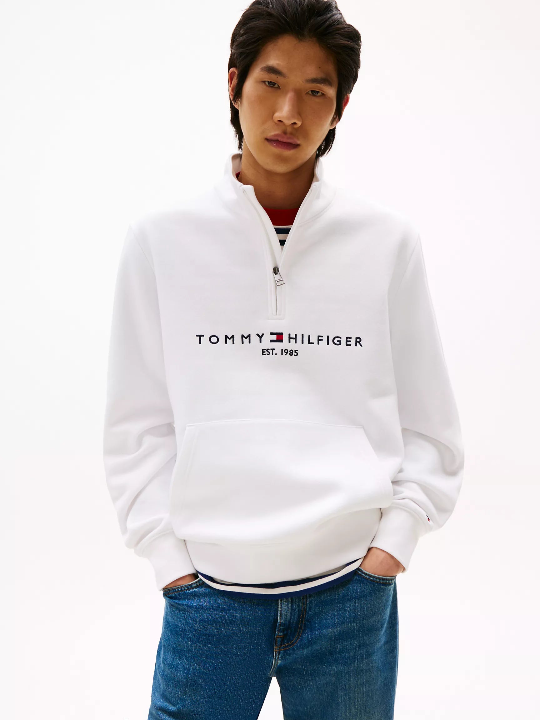 Tommy Embroidered Tommy Logo Quarter-Zip