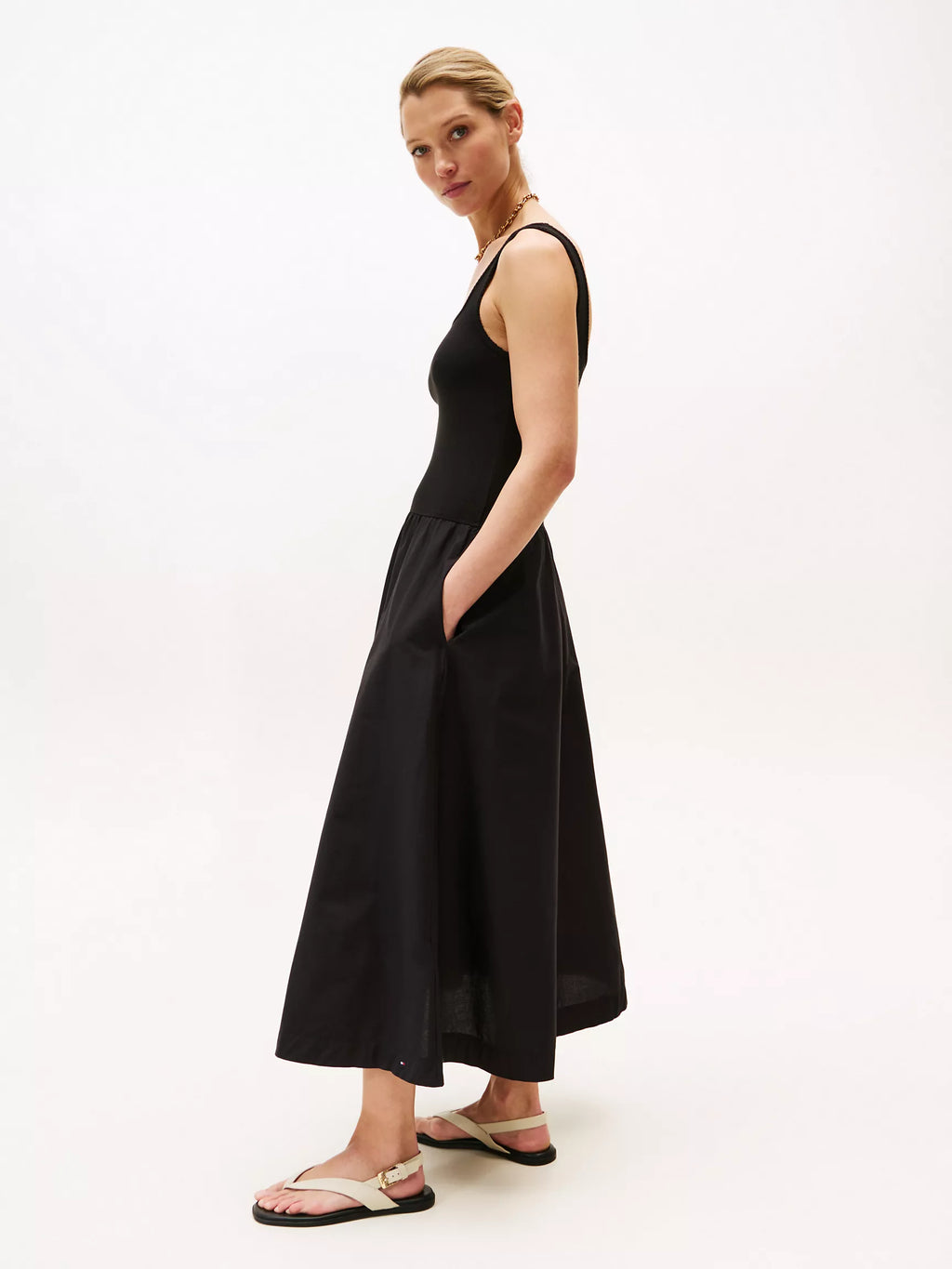 Tommy Sleeveless Ribbed Midi Dress