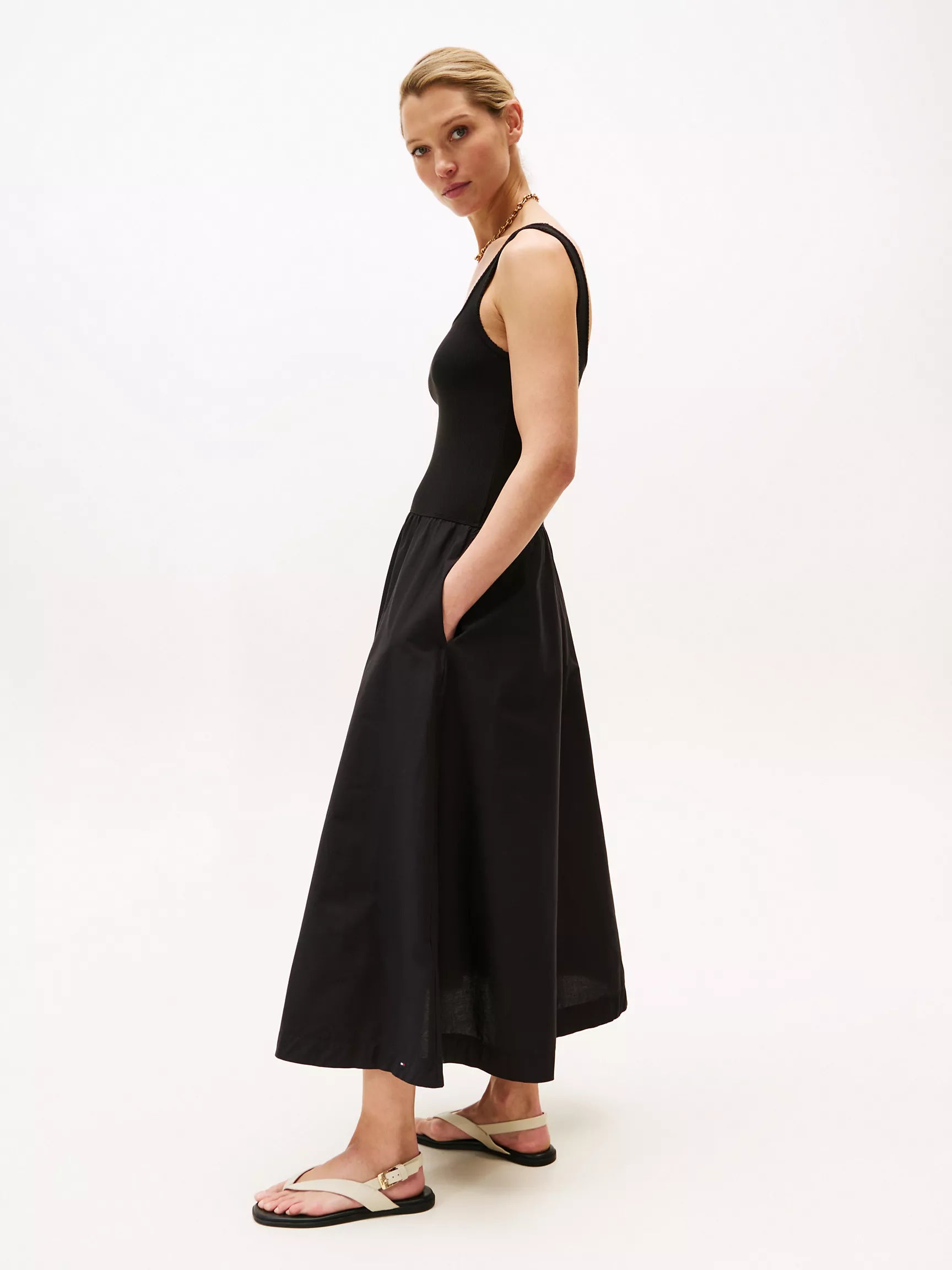 Tommy Sleeveless Ribbed Midi Dress
