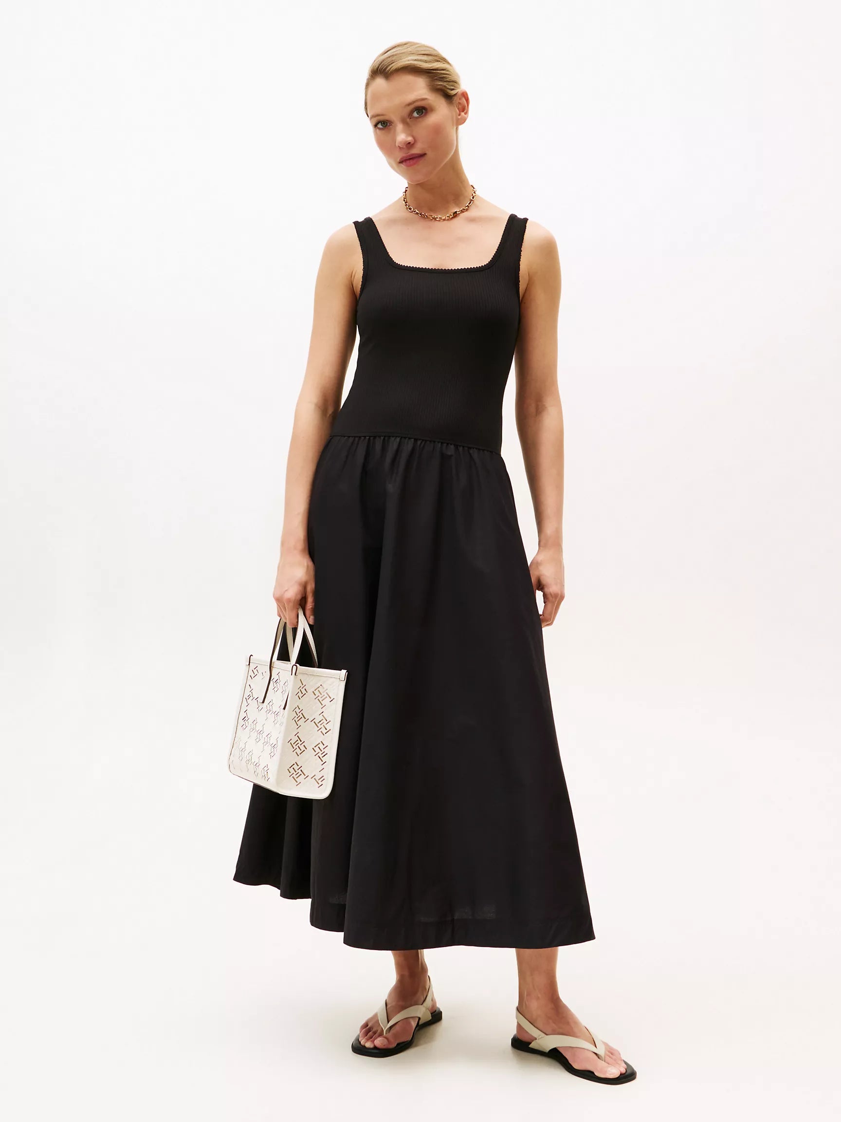 Tommy Sleeveless Ribbed Midi Dress