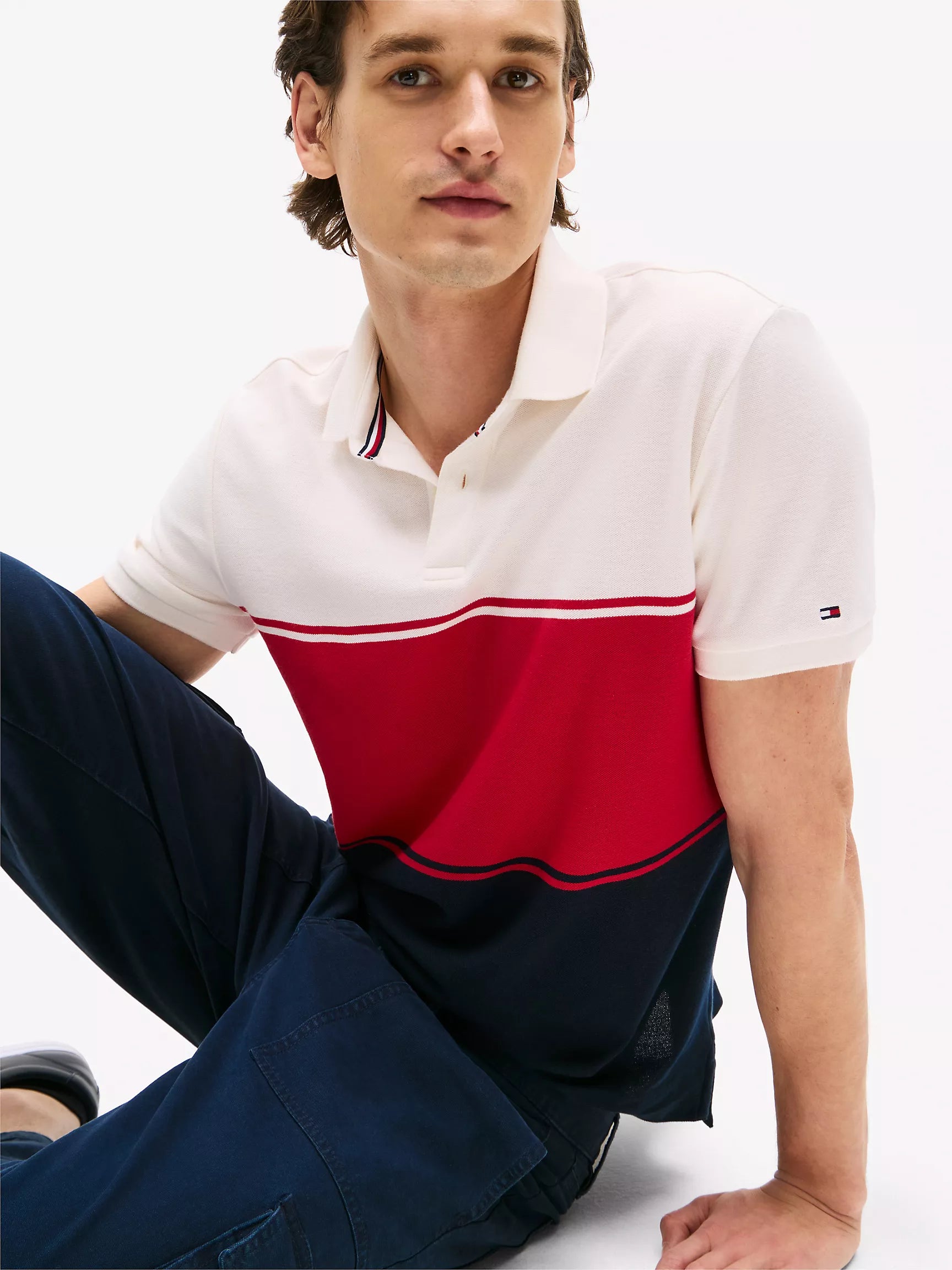 Tommy Regular Fit Colorblock Wicking Polo