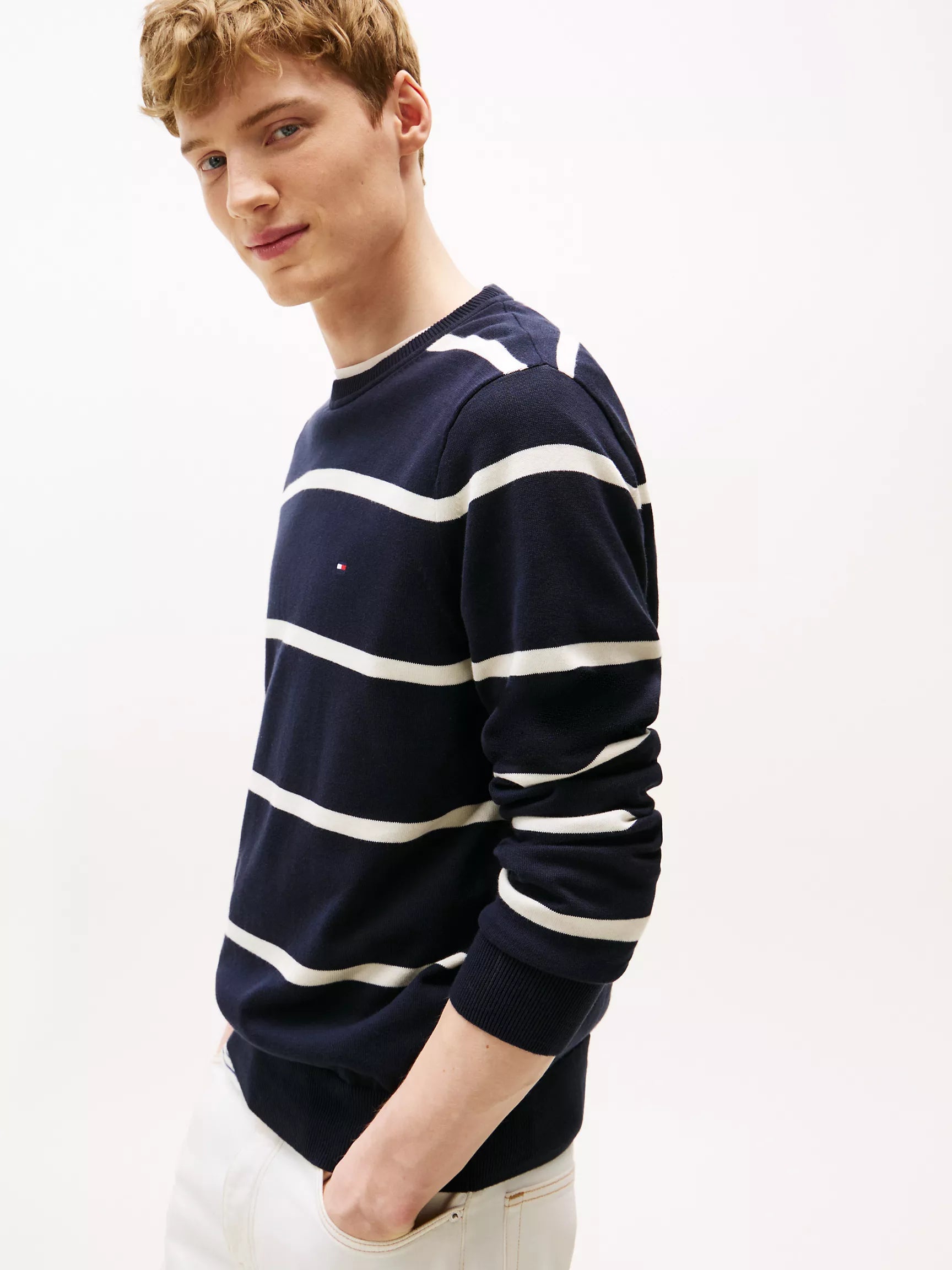 Tommy Stripe Crewneck Sweater