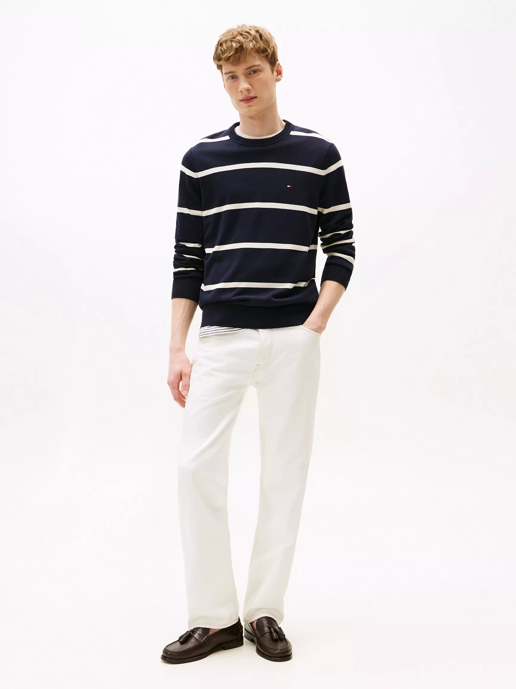 Tommy Stripe Crewneck Sweater