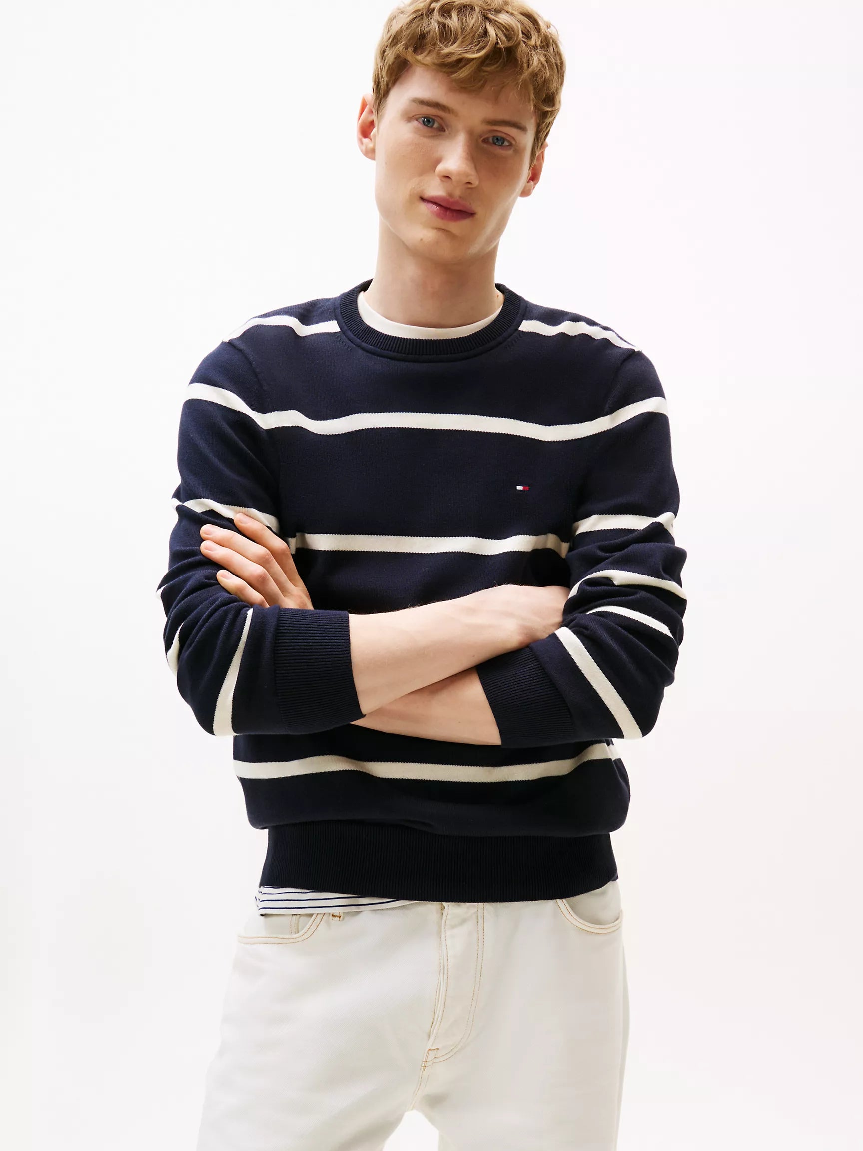 Tommy Stripe Crewneck Sweater