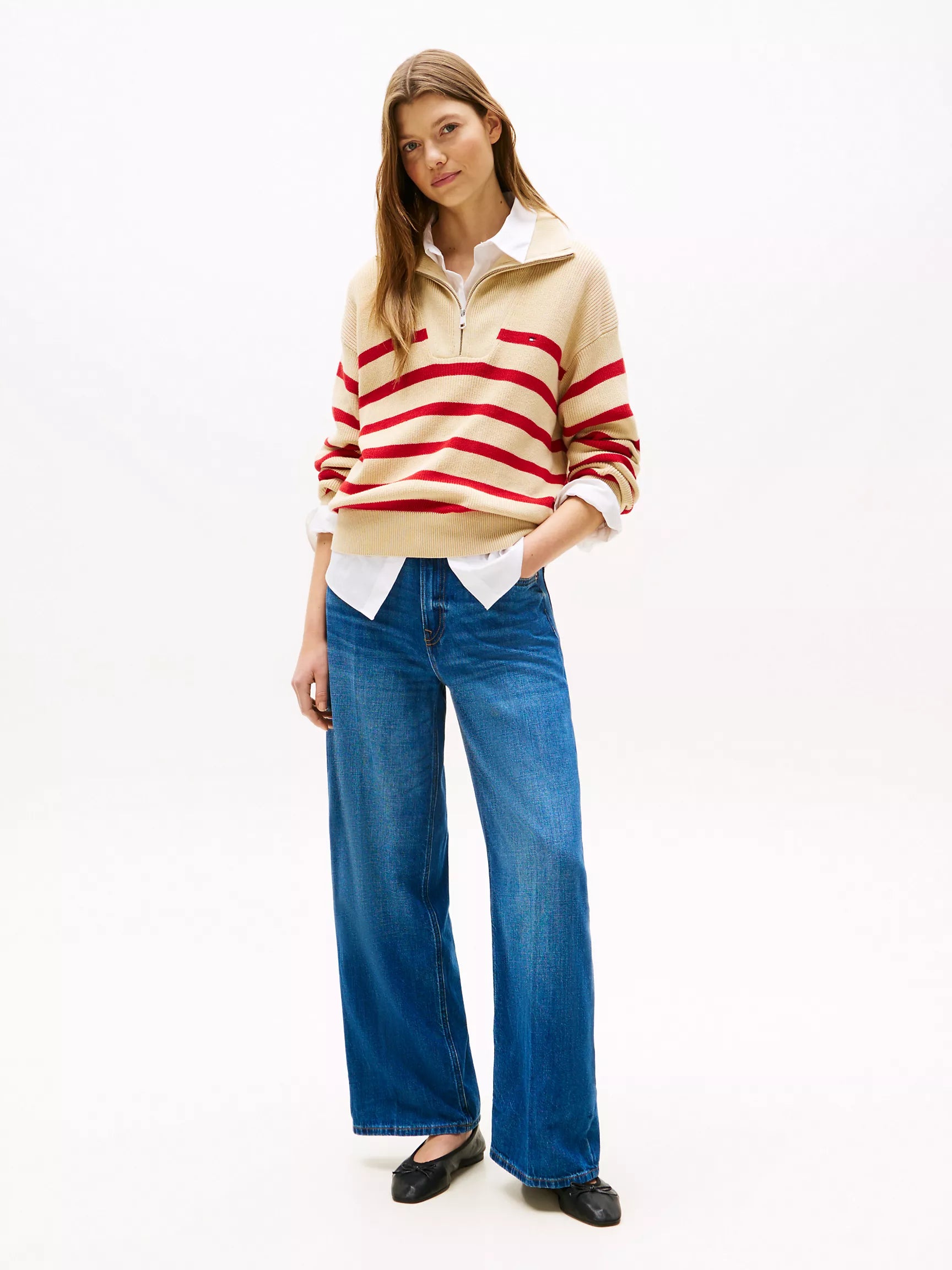 Tommy Medium Wash High-Rise Wide-Leg Jean