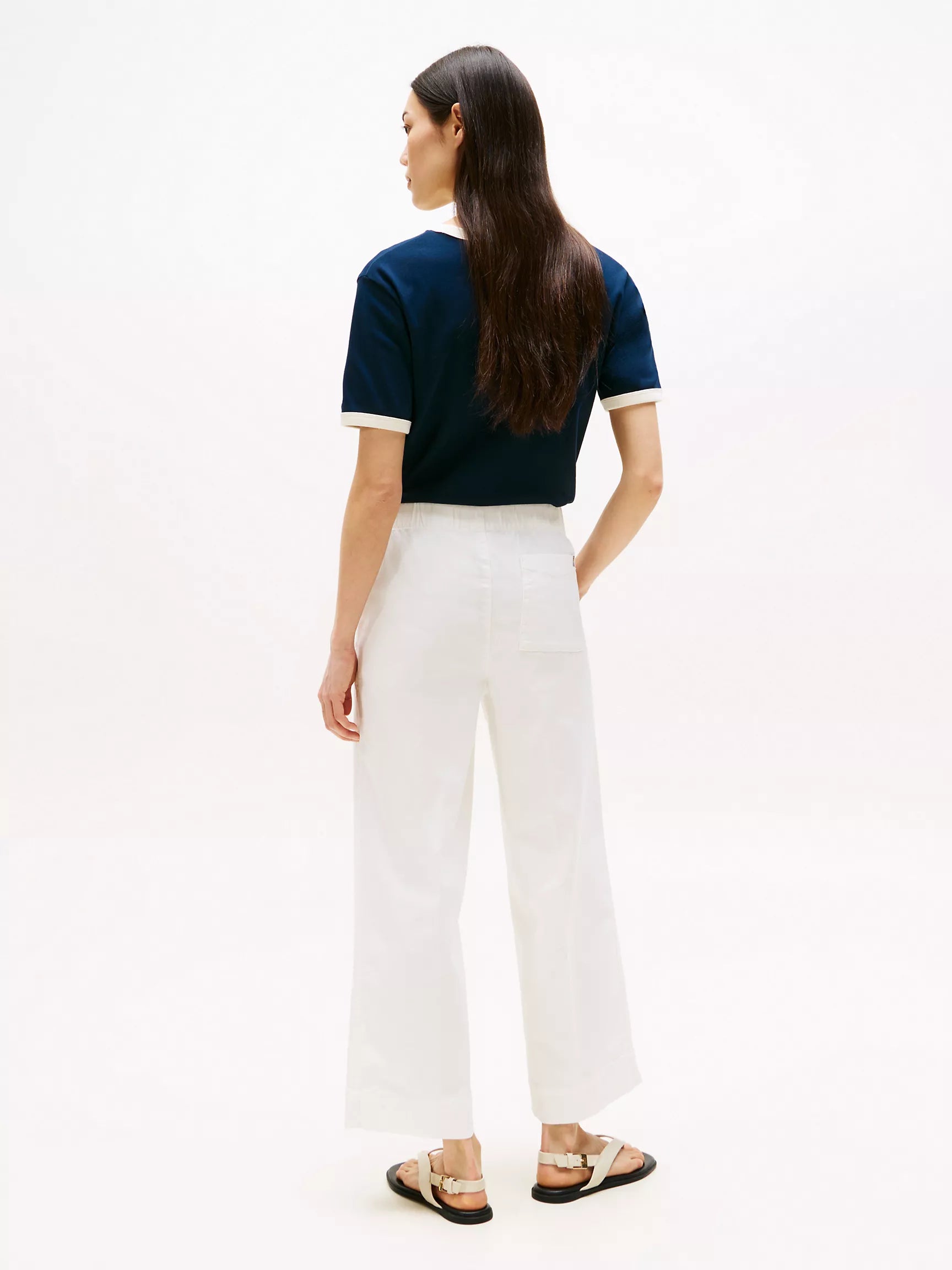 Tommy Pull-On Wide-Leg Ankle Pant