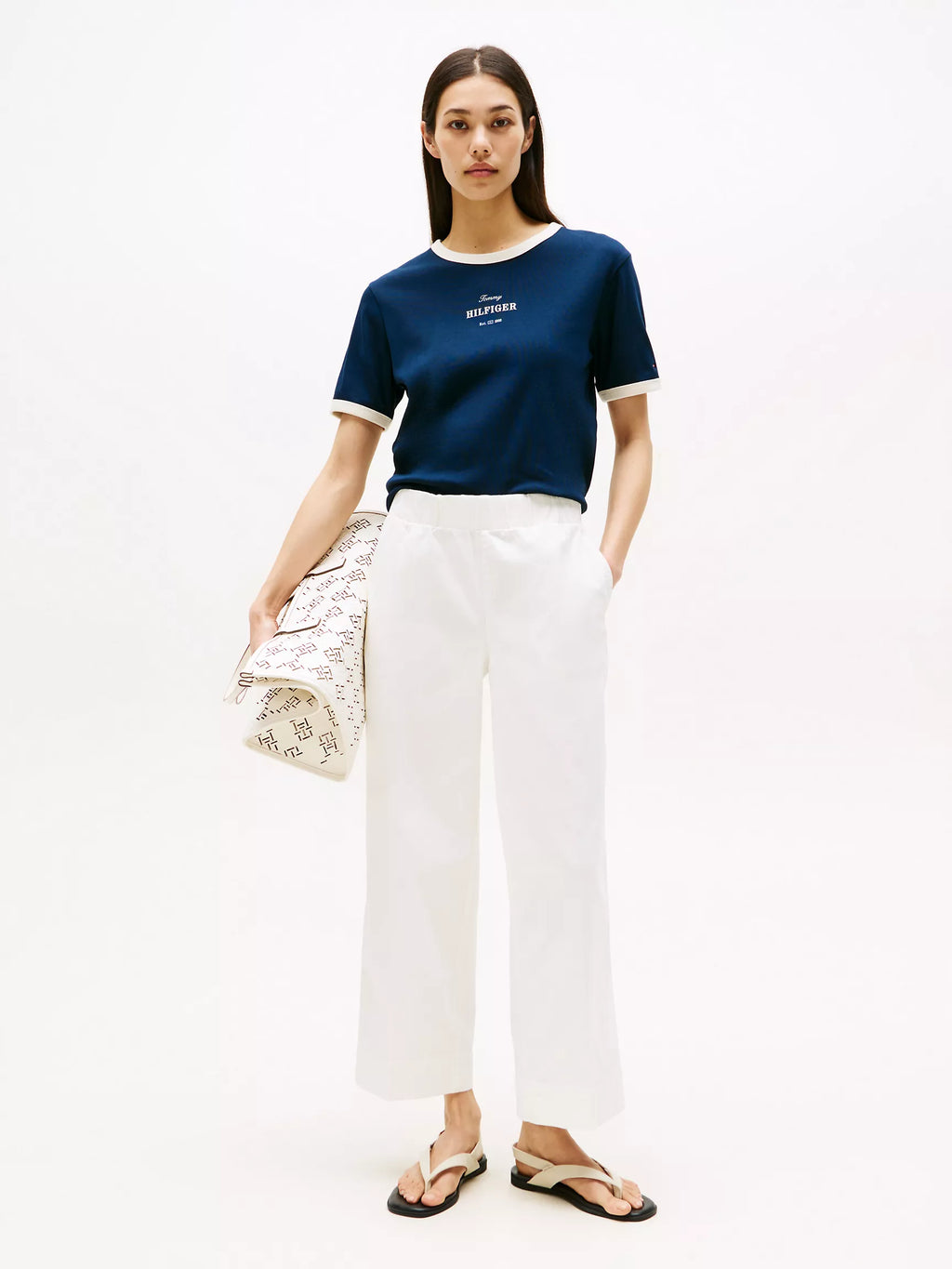 Tommy Pull-On Wide-Leg Ankle Pant