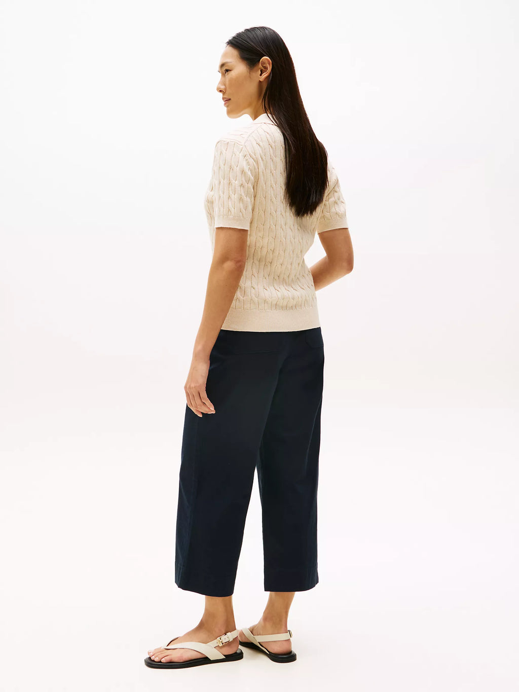 Tommy Short-Sleeve Cable Knit Polo Sweater