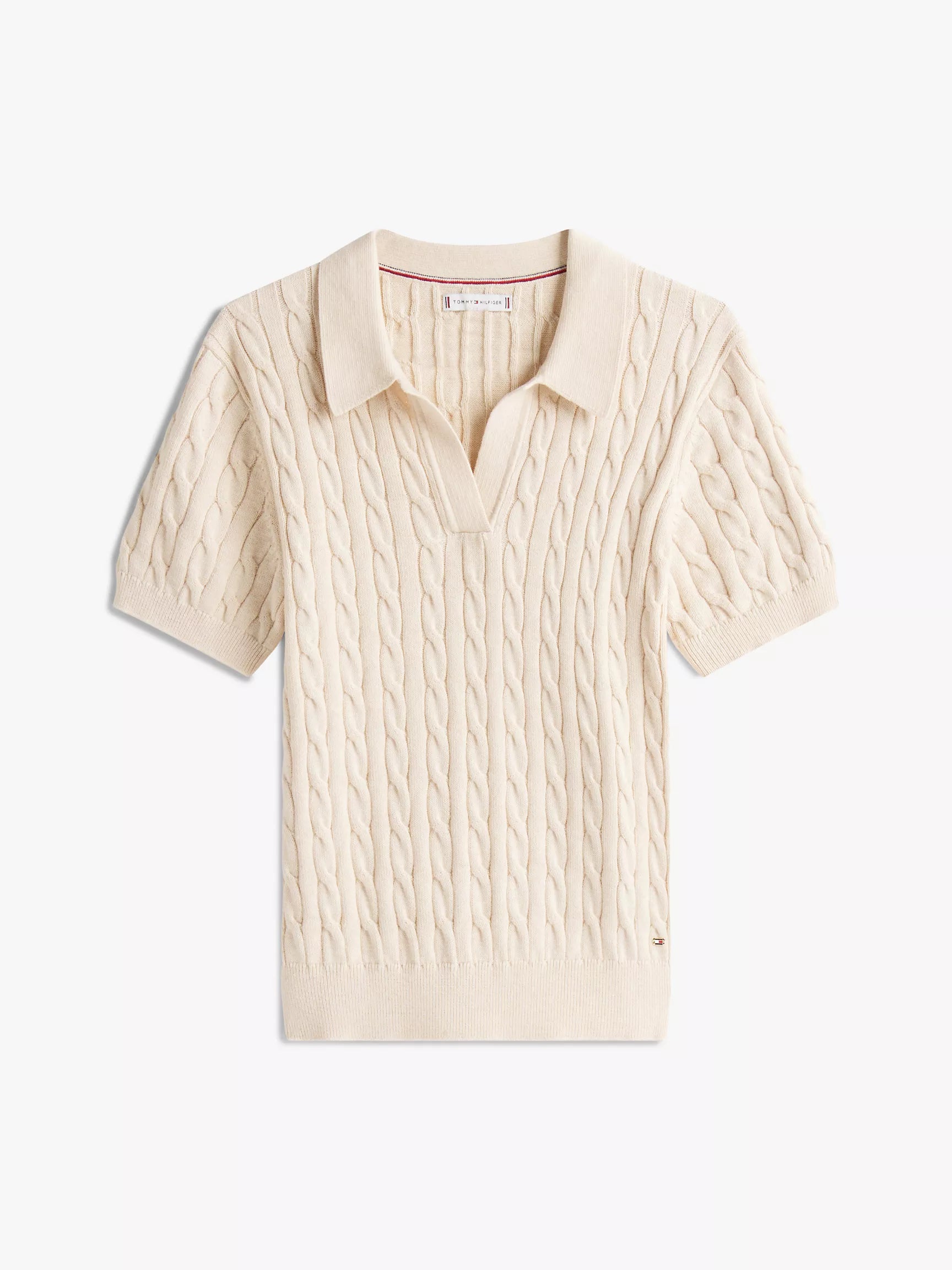 Tommy Short-Sleeve Cable Knit Polo Sweater