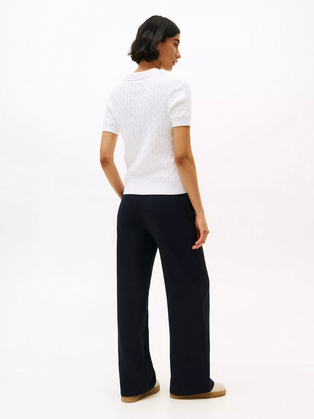Tommy Short-Sleeve Cable Knit Polo Sweater