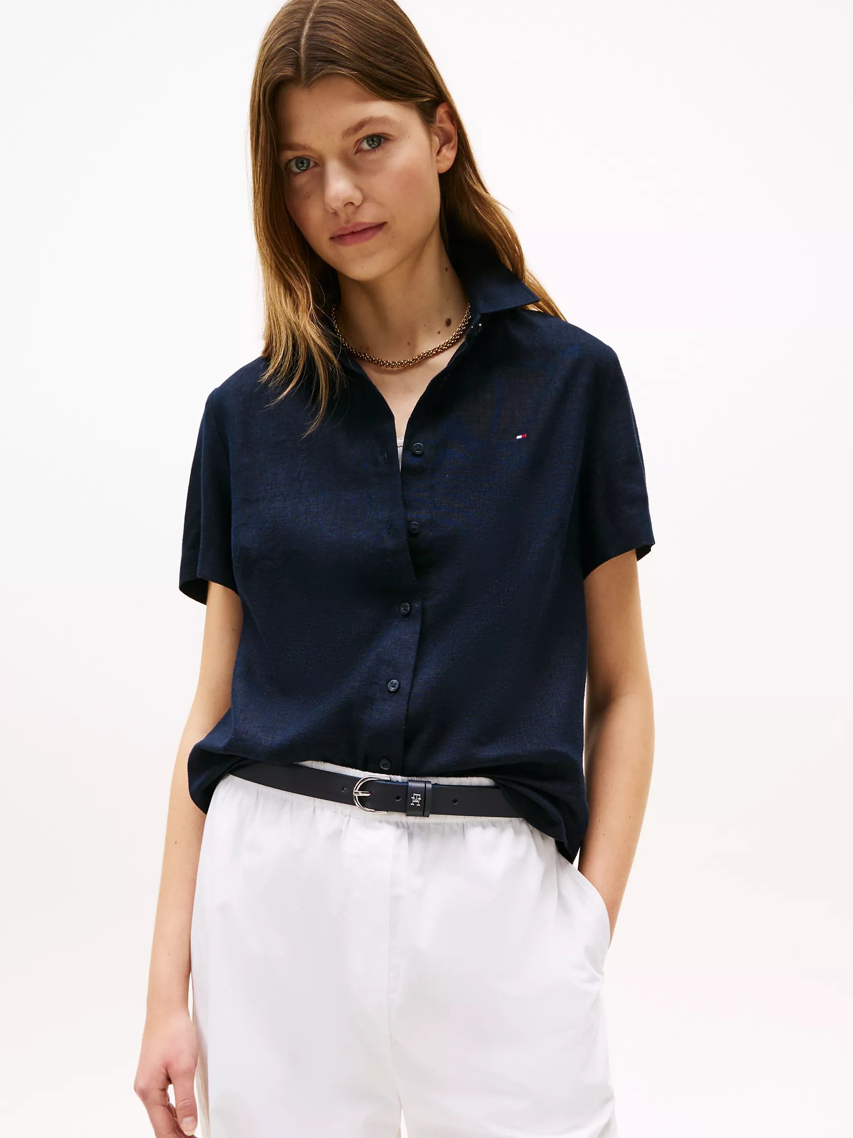 Tommy Short-Sleeve Linen-Blend Shirt