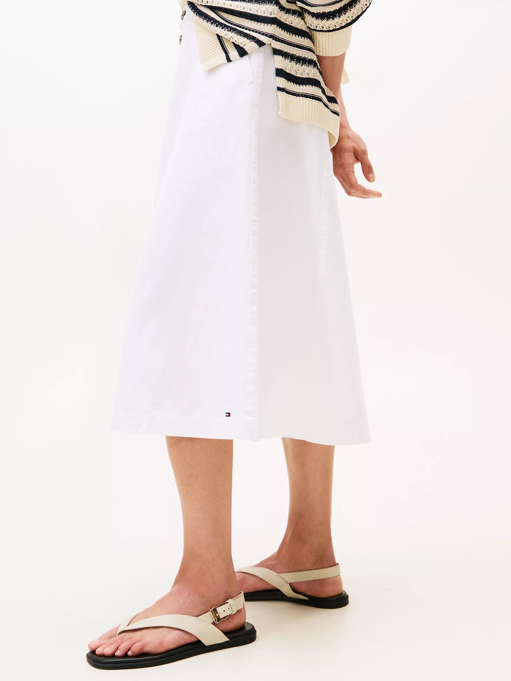 Tommy White High-Rise Flared Denim Skirt