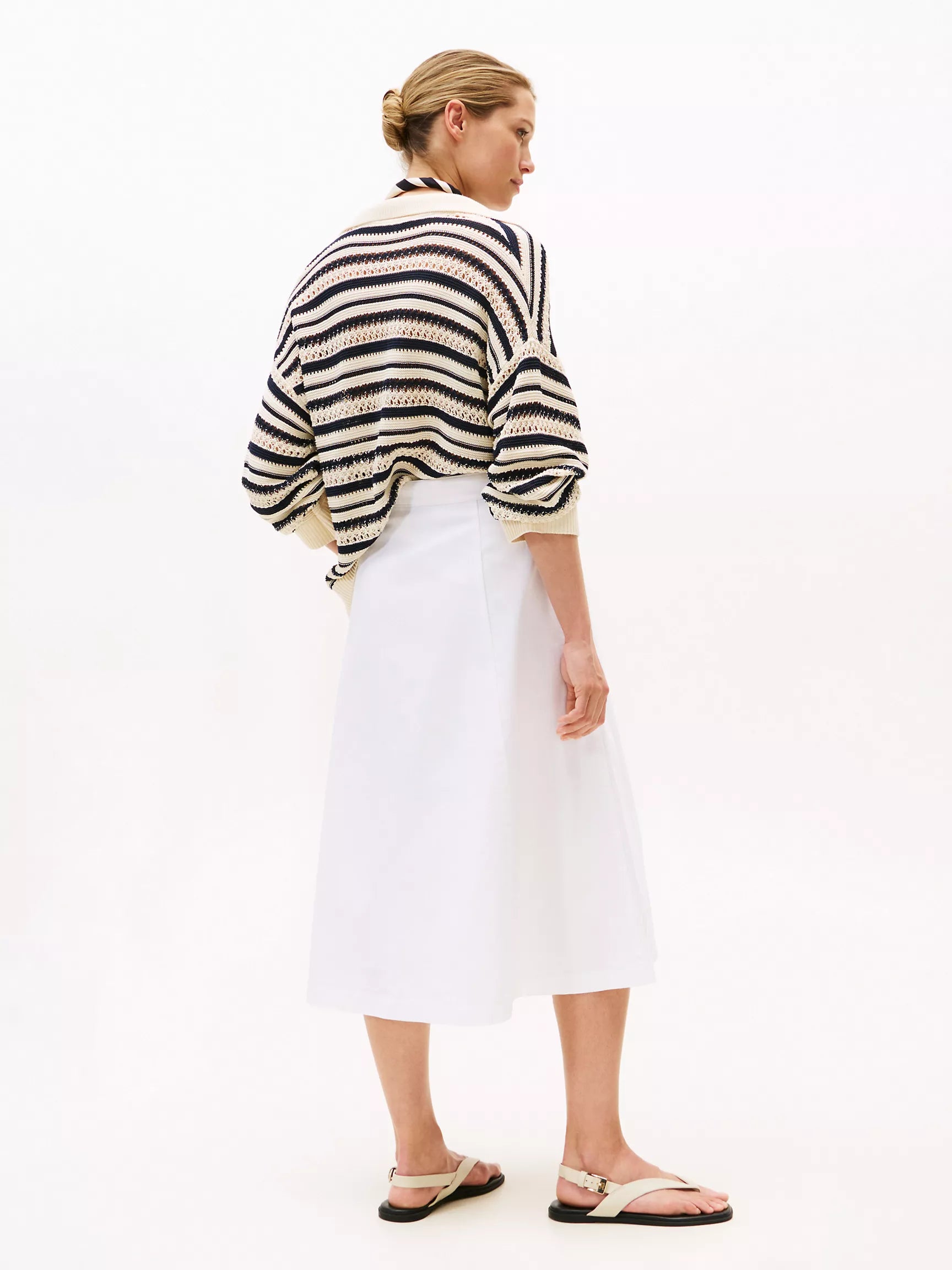 Tommy White High-Rise Flared Denim Skirt