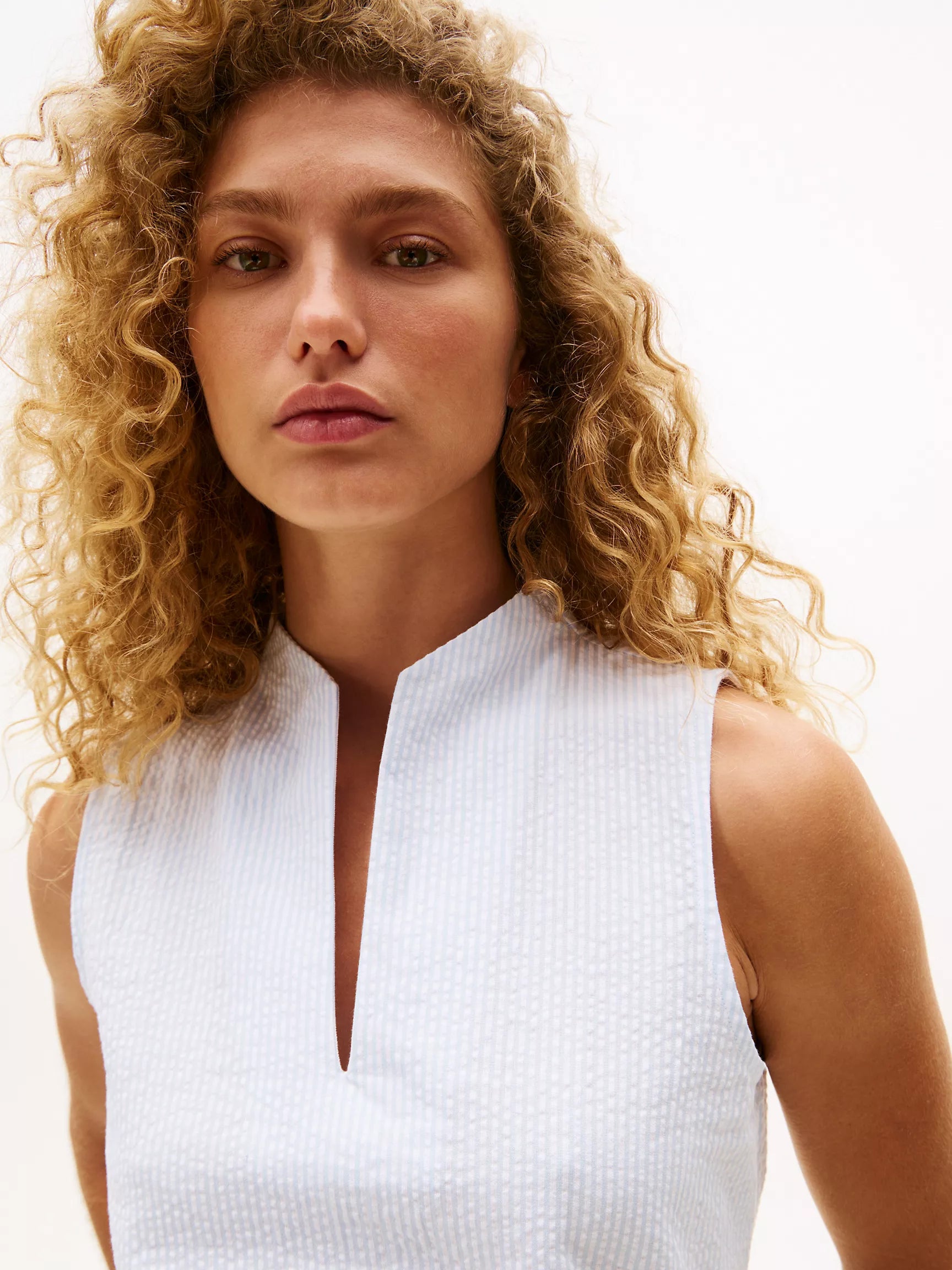 Tommy Seersucker Stripe Sleeveless Top