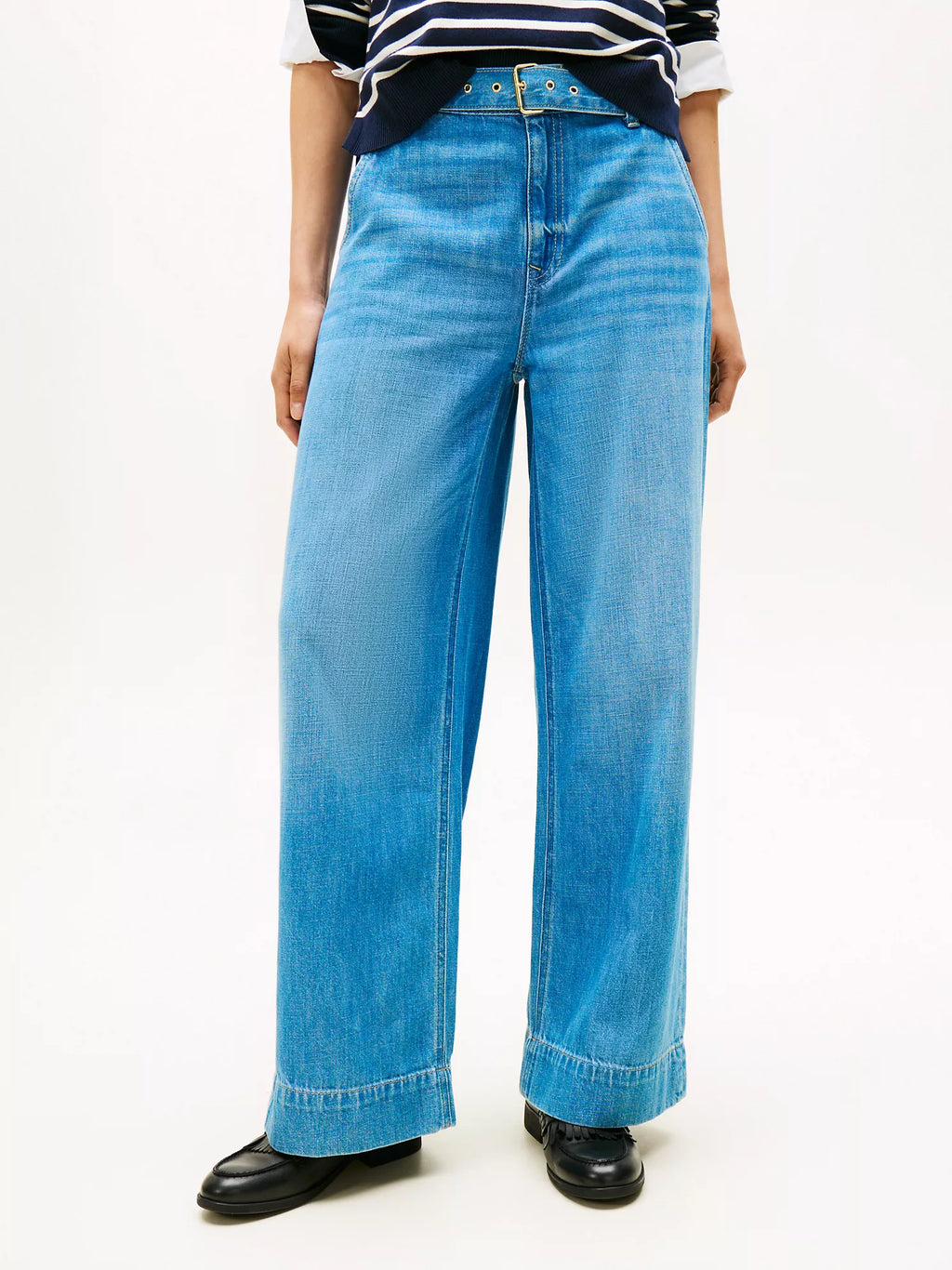 TOMMY HILFIGER High-Rise Belted Wide Leg Jean