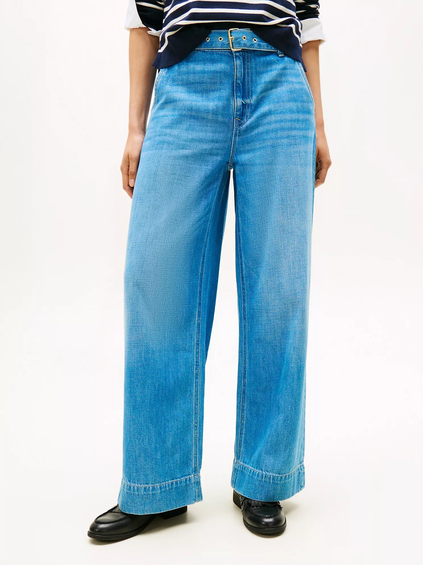 TOMMY HILFIGER High-Rise Belted Wide Leg Jean