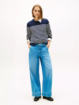 TOMMY HILFIGER High-Rise Belted Wide Leg Jean