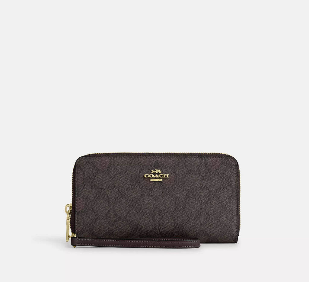COACH Long Zip Around Wallet With Detachable Card Case In Signature Canvas