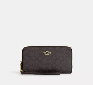 COACH Long Zip Around Wallet With Detachable Card Case In Signature Canvas