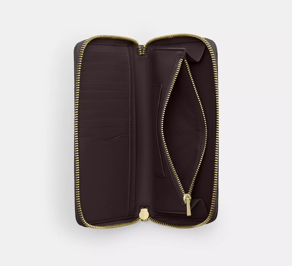 COACH Long Zip Around Wallet With Detachable Card Case In Signature Canvas