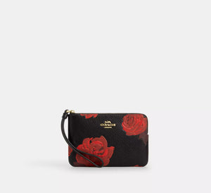 COACH Corner Zip Wristlet With Floral Print