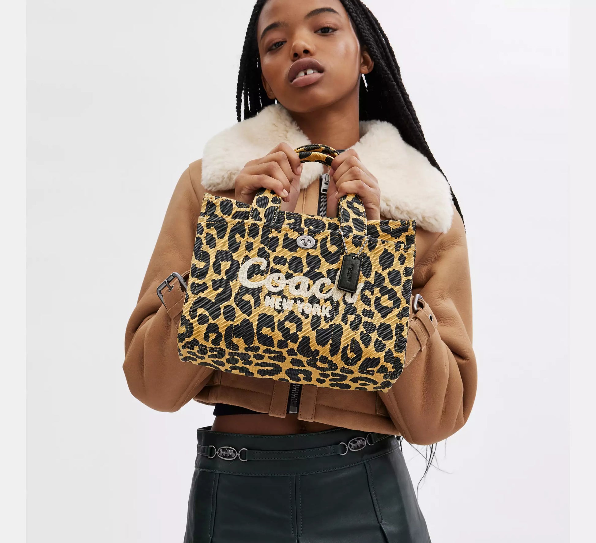 Coach Cargo Tote Bag 26 With Leopard Print