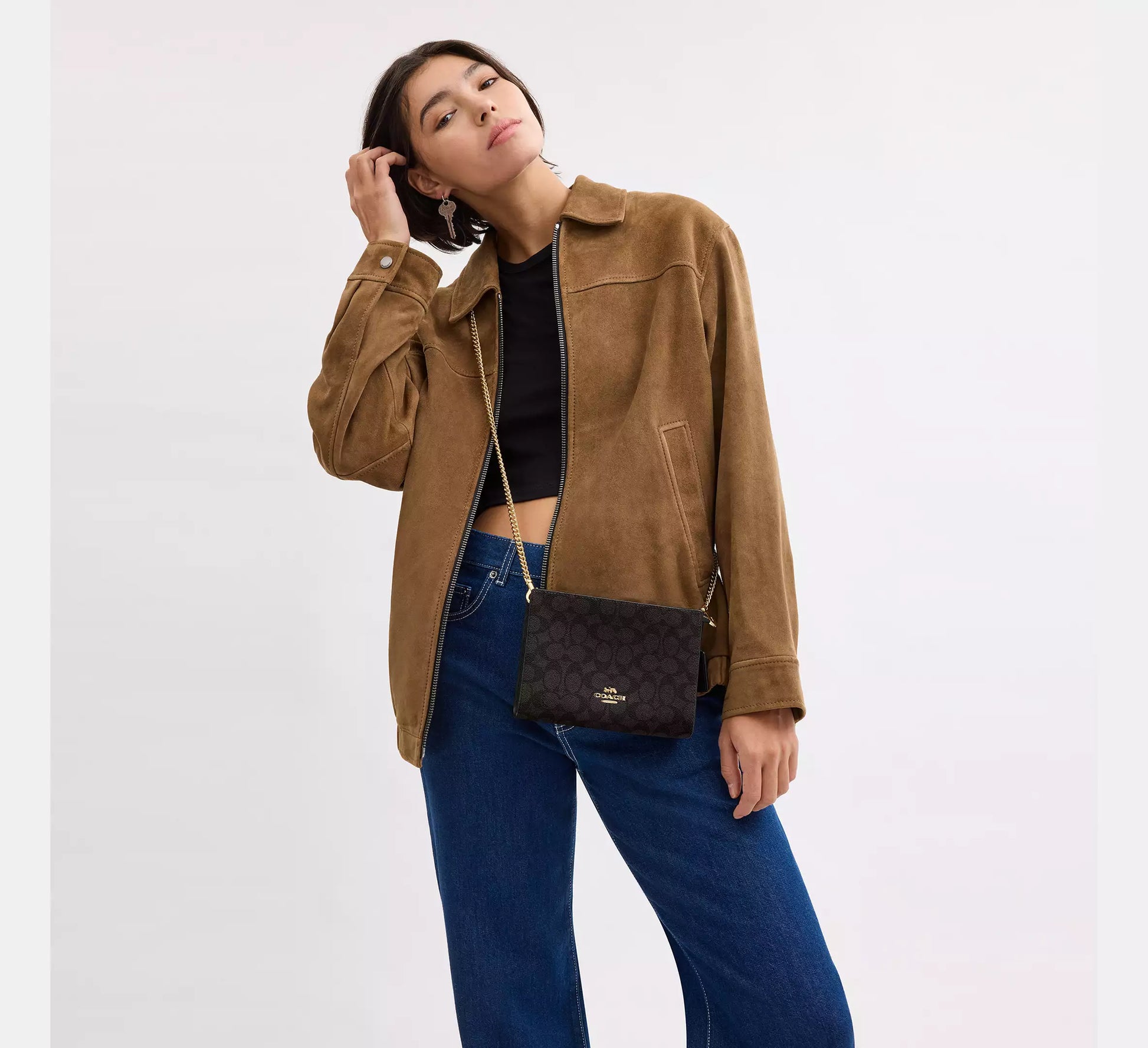 Coach Slim Crossbody Bag In Signature Canvas
